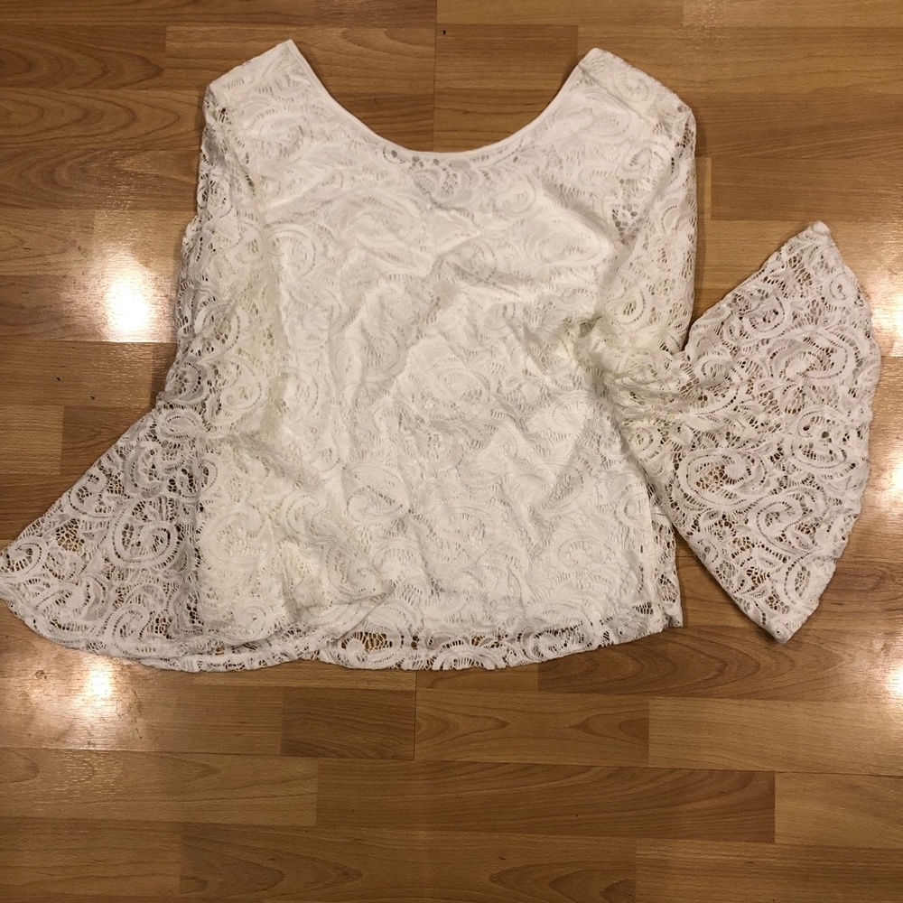White lace top with bell sleeves